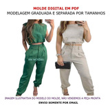 Molde Conjunto Alfaiataria Feminino Cropped E Jogger Linho