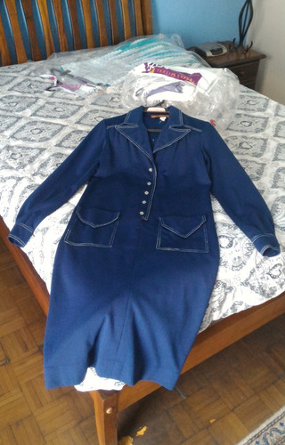 Casaco Feminino Azul Escuro Vintage 