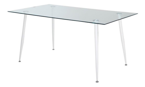 Mesa Vidrio Rectangular Iriarte 160 X 80 Patas De Metal