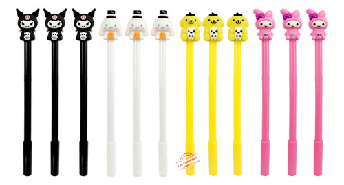 Set De 12 Plumas Kitty Y Amigos Kawaii Tinta De Gel Mayoreo