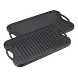 Plancha De Cocina Grill De Hierro Fundido 40x25cm Reversible