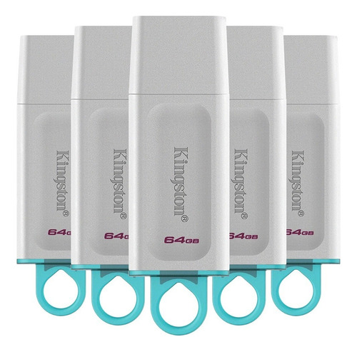 Kit 10 Memoria Usb 64gb  Kingston Exodia 3.2 Blanco/azul Color Blanco