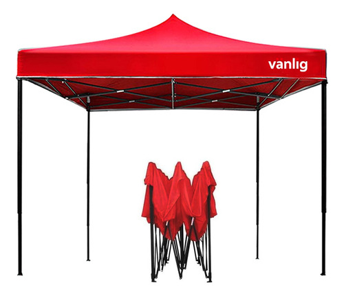 Toldo Plegable 3x3 Impermeable Fiesta Color Rojo