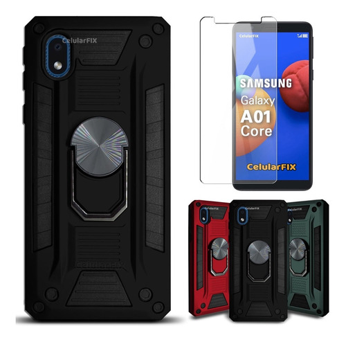 Funda P/ Samsung A01 Core, Uso Rudo C/ Anillo Sujetador Mica