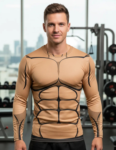 Playera Caballero Manga Larga Cuerpo Musculoso Y Bronceado