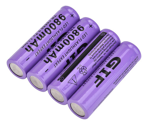 Batería 18650, 4 Piezas, Linterna Gif, 9800 Mah, Recargable