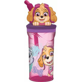 Vaso Skye Paw Patrol Figura 3d Con Bombilla Niña 400ml