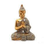Buda Tailandês Orando Dourando Brilhante Buda 9 Cm