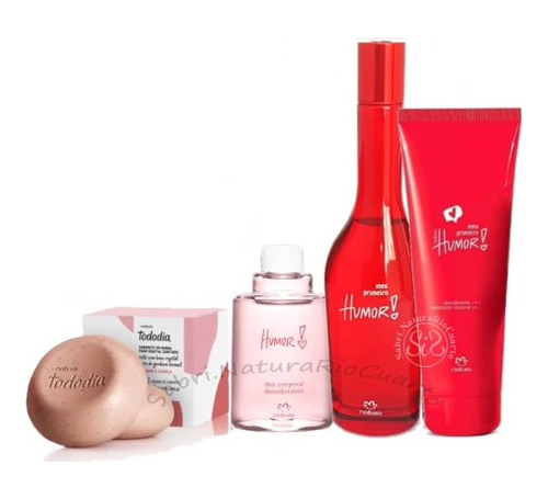 Natura Meu Primeiro Humor Kit Perfume + 4 Productos:  Jabon, Desododorante, Hidratante