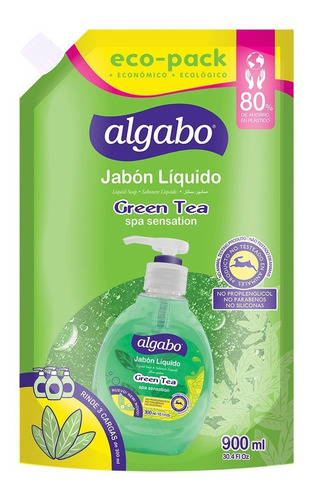 Repuesto Jabón Líquido Green Tea 900ml Eco-pack Algabo