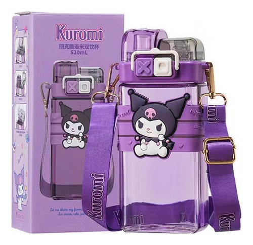 Botella De Agua Sanrio Kuromi Portátil De 520 Ml A