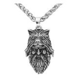 Collar Odin Lobo Vikingo Acero Inoxidable Valknut Hombre  