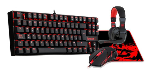 Combo 4 En 1 Redragon Gaming Essencials K552-bb-2 Español