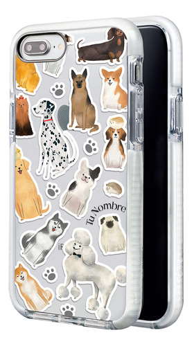 Funda Para iPhone Para Mujer Perritos Patrón Con Tu Nombre