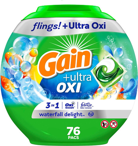 Gain Flings Ultra Oxi - Detergente En Capsulas 76 Unidades.