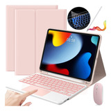 Funda Teclado Mouse Lapiz Para iPad 9ª/8ª/7ª Gen Rosa .