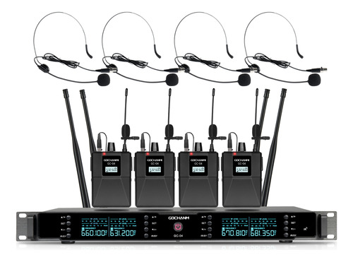 Microfonos Gc Gc04t Inalambricos 4 Canales Solapa Y Cintillo