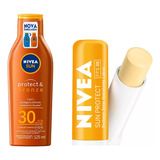 Kit Nivea Solar Protect & Bronze Fps30 + Protetor Labial 