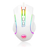 Mouse Usb Gamer 7200dpi 6 Botoes Griffin Branco Rgb Redragon