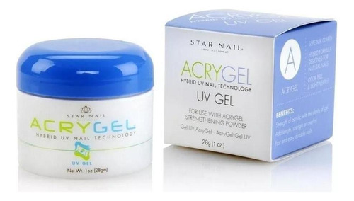 Gel Acrygel Uv Star Nail Clear 28g Clear Transparente Unhas