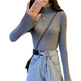 Blusa Suéter Para Mujer Cuello Alto Casual De Cómodo Y Moda