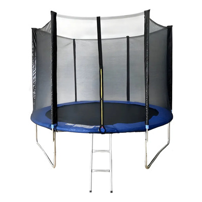 Vanlig trampolín 8 ft con diámetro de 2.43 m color de la lona de salto negro color del cobertor de resortes azul | Meses sin interés