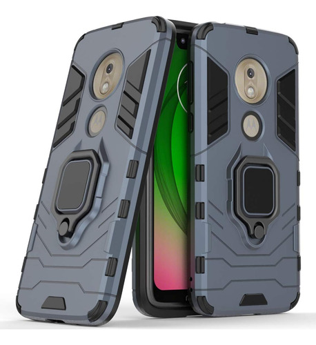 Compatible Con Moto G7 Play Funda, Anillo Metálico Sujeción