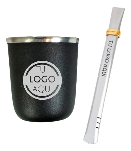 Mate Y Bombilla Acero Con Tu Logo Personalizado Por 10 Unid