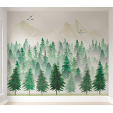 Papel De Parede Tema De Paisagem Floresta Pinheiro 3m² Vr599