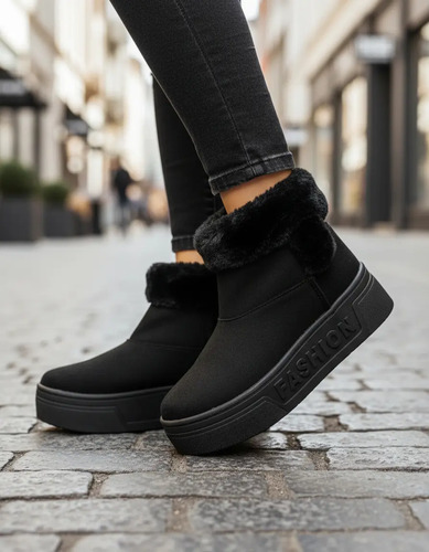 Bota Para Mujer Invierno Corta Peluche Termica Comoda Bonita