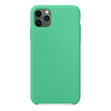 Capa Capinha Silicone Veludo Compatível C/ iPhone 11 Pró Max Cor Verde Água