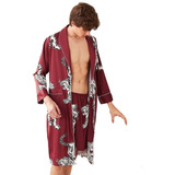 Kimono Largo Para Hombre, Albornoz, Pijamas, Pantalones Cort