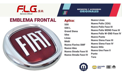 Emblema Frontal Fiat Original Fiat Grand Siena Vivace 12/16 Foto 5