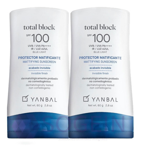 2 Bloqueadores Total Block Matt Spf 100 - mL a $624