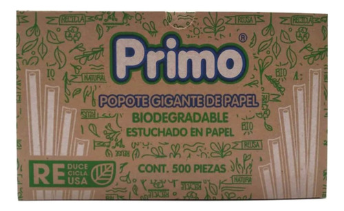 Popote De Papel Primo 500 Pzas