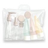 Kit Envases Para Viaje 8 Frascos Estuche Transparente 