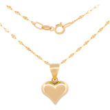 Cadena Gargantilla Corazon Liso 1 Cm Oro Solido 14k