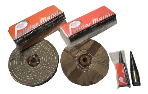 Kit Pulir Aluminio 2 Pastas Y 2 Paños + Adaptador Cónico M16