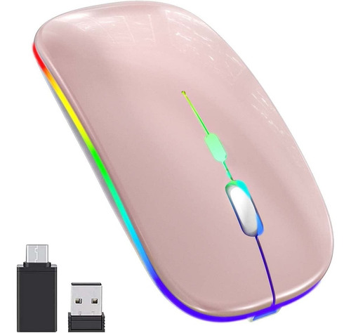 Mouse Inalámbrico Recargable 2.4g Usb Y Adaptador Tipo-c