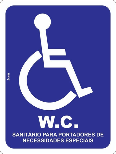 Placa De Sinalização Banheiro Cadeirante Wc 15x20cm Pvc