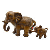Figura Decorativa Par Elefantes Estatua Familia De Resina