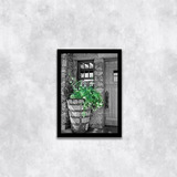 Quadro Fotografia Vaso Com Plantas 45x34cm Com Vidro Preta