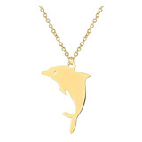 Collar Dije Color Oro De Acero Delfín Saltador Hombre Mujer
