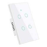 Tecla De Pared 4 Modulos Wifi + Rf Smart Touch Sin Neutro