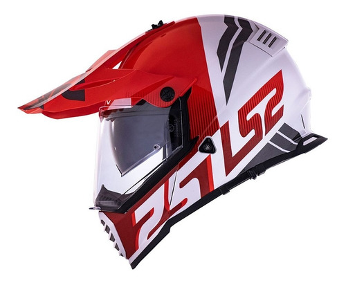 Capacete Ls2 Mx436 Pioneer Evo Evolve Branco Vermelho Trail