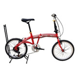 Bicicleta Paseo Plegable Pro Limit   R20 Frenos V-brakes Color Rojo Con Pie De Apoyo  