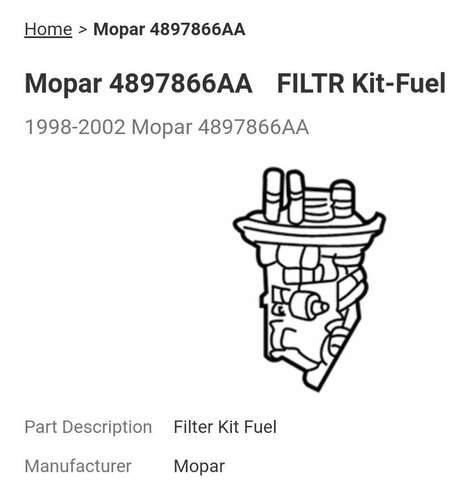 Filtro Y O'ring Bomba Nafta Sebring Stratus Cirrus Ori Mopar Foto 8