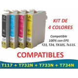 Pack X 4 Cartuchos Comp Epson T117 4 Col T23/t24/tx105/tx115