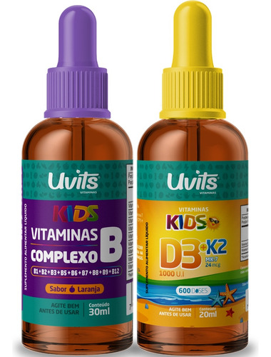 Kit Complexo B Kids + Vit D3 K2 Kids Sublingual 30ml - Uvits