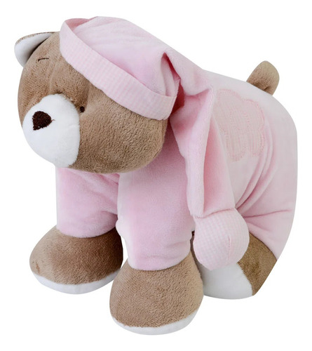 Almofada Urso Pelúcia 30cm Travesseiro Bebê Rosa